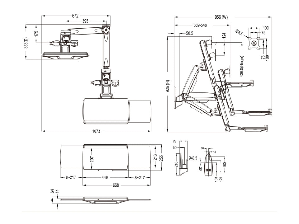 Multibrackets 4351 All-in-One PC/Workstation Halterungen/ Ständer 11,5 kg Weiß 38,1 cm (15") 68,6 cm (27")