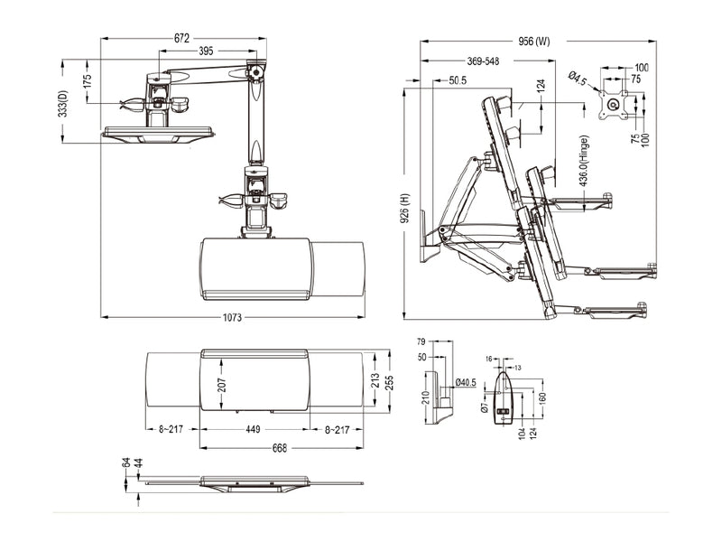 Multibrackets 4351 All-in-One PC/Workstation Halterungen/ Ständer 11,5 kg Weiß 38,1 cm (15") 68,6 cm (27")