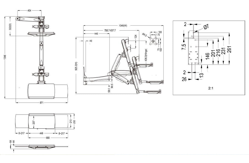 Multibrackets 4368 All-in-One PC/Workstation Halterungen/ Ständer 11,5 kg Weiß 38,1 cm (15") 68,6 cm (27")