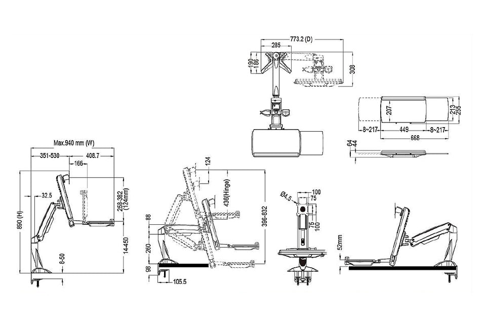 Multibrackets 4634 All-in-One PC/Workstation Halterungen/ Ständer 11,5 kg Schwarz 38,1 cm (15") 68,6 cm (27")