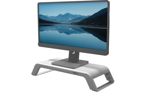 Fellowes Hana Monitor Ständer Bildschirm-Halterungen – freistehender Standfuss, bis zu 27 Zoll, manuelle Höhenverstellung, maximale Tragkraft 22,6 kg, 100016997