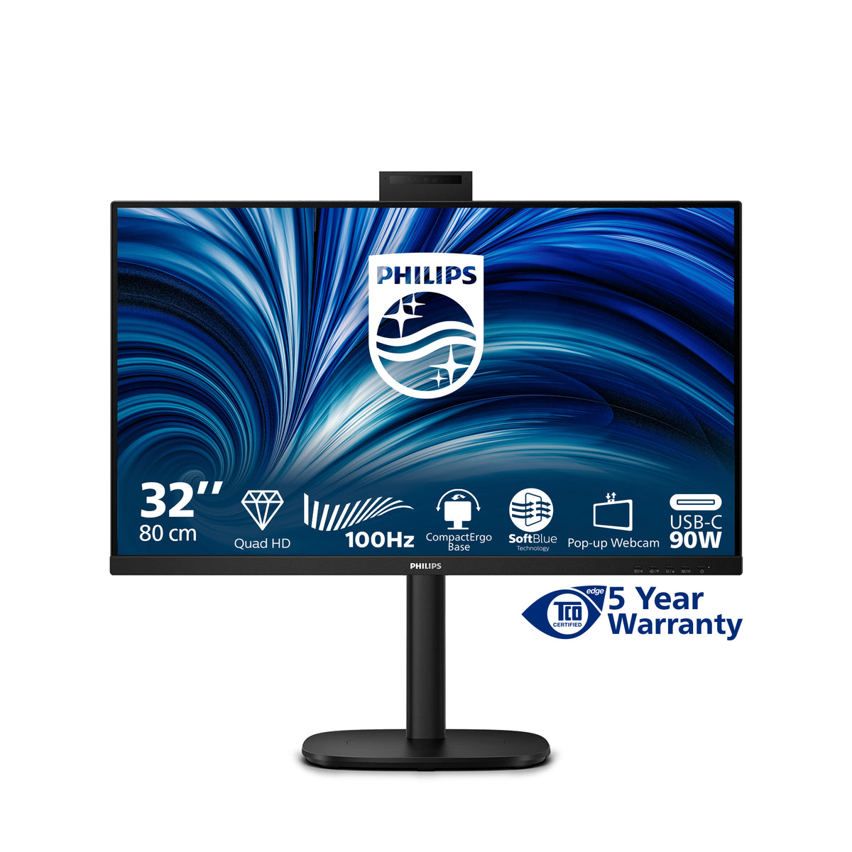 Philips 3000 series 32B2U3601H/00 Computerbildschirm 80 cm (31.5") 2560 x 1440 Pixel Quad HD LCD Schwarz
