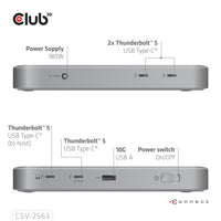 CLUB3D CSV-2563 5-1 Thunderbolt™ 5 Hub Triple video 5K60Hz Thunderbolt™ Share Certifi ed 180W