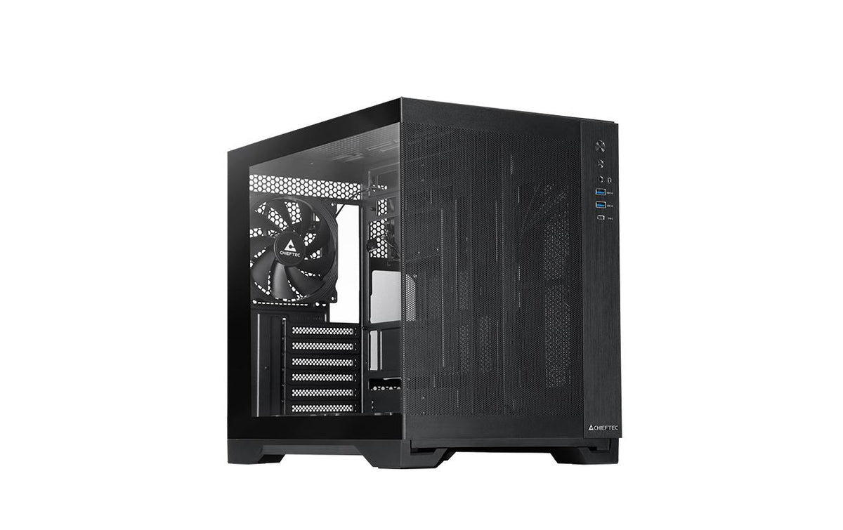 Chieftec Visio AIR ATX Mid Tower Black with Tempered Glass Side Panel, USB 3.2 Gen 2 Type-C, USB 3.2 Gen 1 Type-A