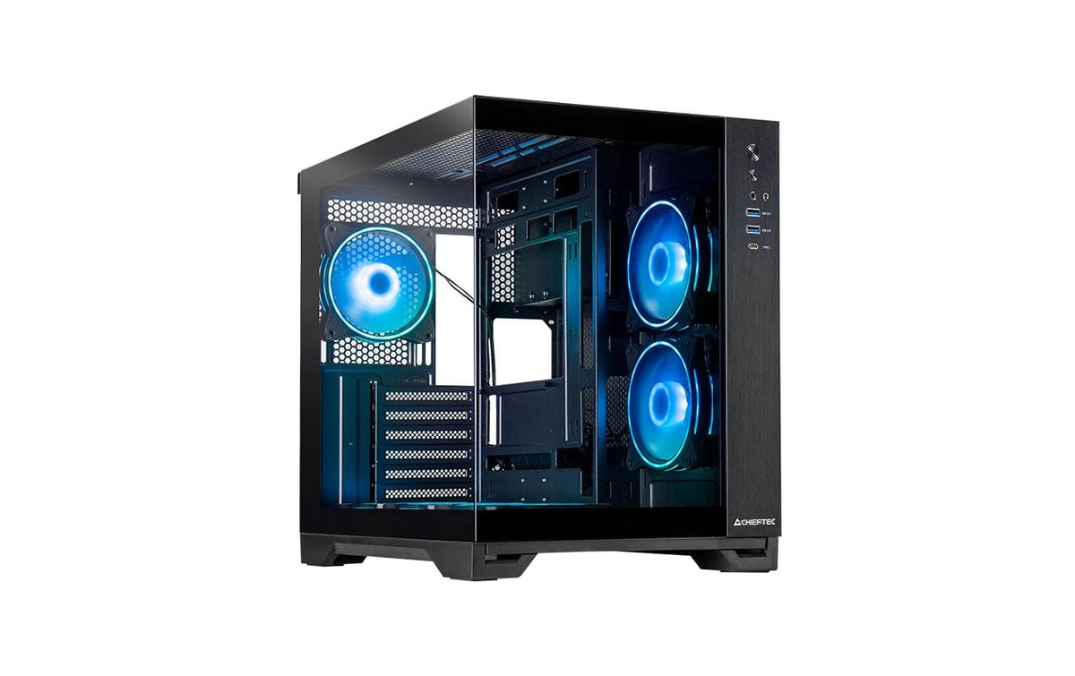 Chieftec Visio ATX Mid Tower Black with Tempered Glass Side Panel and USB 3.2 Gen 2 Type-C, USB 3.2 Gen 1 Type-A