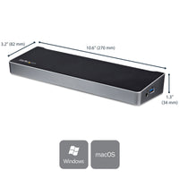 StarTech.com 4K USB-C Dock, Dreifach UHD 4K Monitor Dockingstation, Mac & Windows, USB-C zu HDMI & DisplayPort, 60W Power Delivery, 5x USB 5Gbps Hub