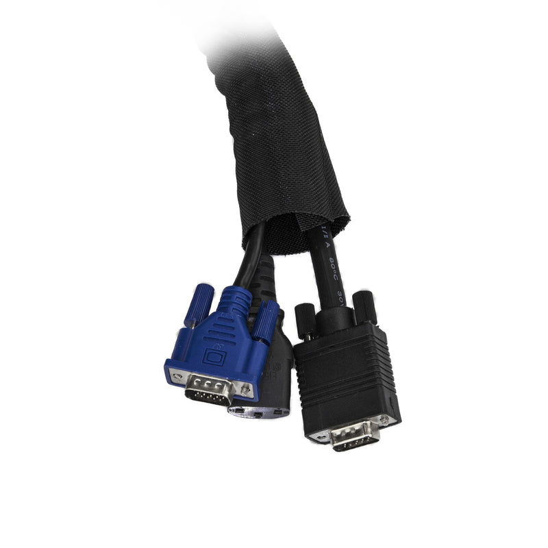 StarTech.com 2m Kabelschlauch - Flexibel gewickelter Kabel-Bündelschlauch - Ø 2,5 bis 4 cm - Selbstschließender Polyester-Mantel - Schwarz zuschneidbare Kabelführung