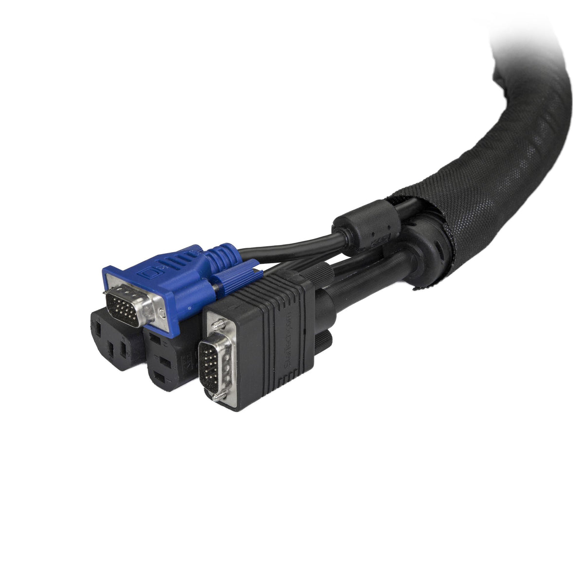 StarTech.com 2m Kabelschlauch - Flexibel gewickelter Kabel-Bündelschlauch - Ø 2,5 bis 4 cm - Selbstschließender Polyester-Mantel - Schwarz zuschneidbare Kabelführung