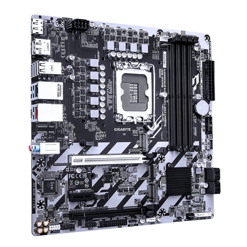 GIGABYTE Q870M D3H Mainboard – Intel Core Ultra (Serie 2) CPUs, 4+1+2-Phasen-VRM, bis zu 6400 MHz DDR5 (O.C), 2× PCIe-4.0-M.2, 2.5-GbE-LAN, USB 3.2 Gen 2
