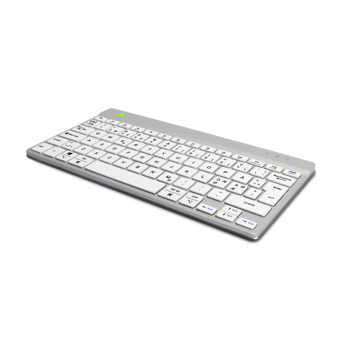 R-Go Tools Ergonomische Tastatur R-Go Compact Break, kompakte Tastatur mit Pausensoftware, QWERTY (NORDIC), Bluetooth, Weiß