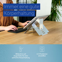 R-Go Tools Laptopständer R-Go Riser Flexible, ergonomisch faltbarer und einstellbarer Laptopständer, Silber
