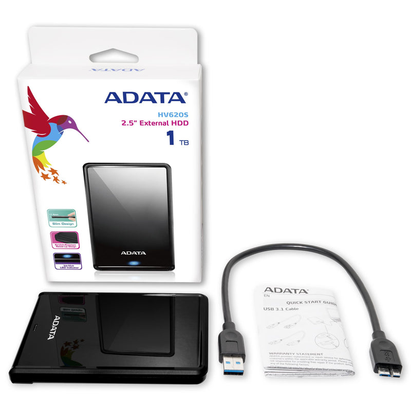 ADATA HV620S Externe Festplatte 1 TB 2.5" Micro-USB B 3.2 Gen 1 (3.1 Gen 1) Schwarz