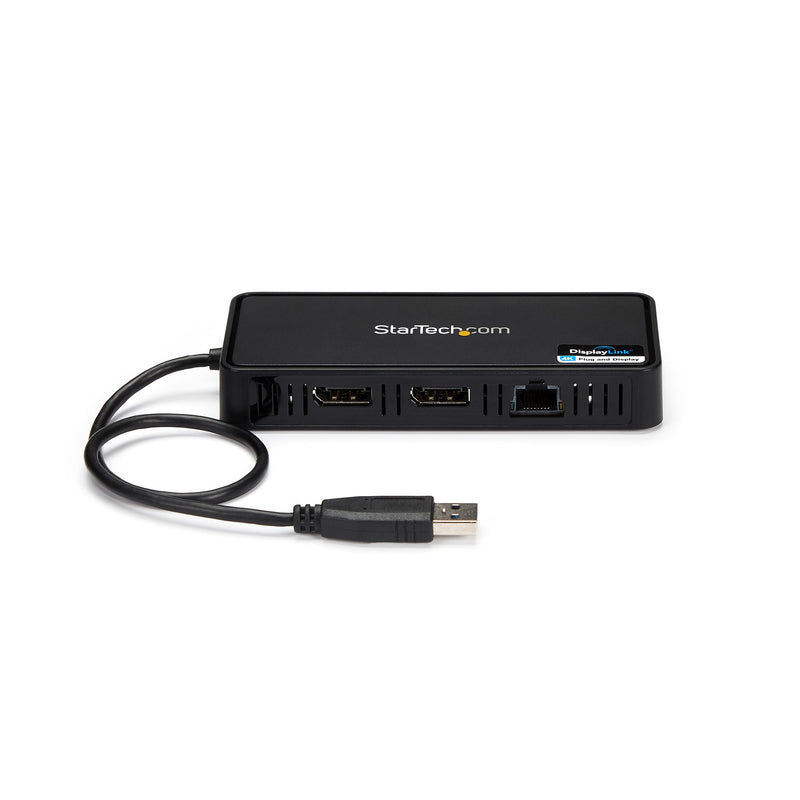 StarTech.com USB 3.0 Mini Dock - USB-A Dockingstation mit zwei Monitoren und DisplayPort 4K 60Hz Video- und Gigabit-Ethernet - 30 cm langes Kabel - Tragbarer USB 3.1 Gen 1 Typ A-Laptopadapter