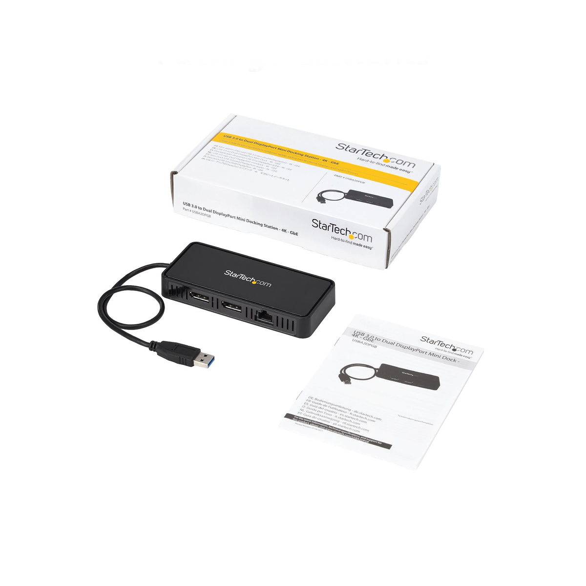 StarTech.com USB 3.0 Mini Dock - USB-A Dockingstation mit zwei Monitoren und DisplayPort 4K 60Hz Video- und Gigabit-Ethernet - 30 cm langes Kabel - Tragbarer USB 3.1 Gen 1 Typ A-Laptopadapter
