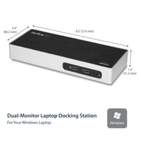 StarTech.com Dual Monitor USB 3.0 Docking Station - Notebook Dockingstation mit HDMI- und DVI/VGA Video - 6 Port USB 3.1 Gen 1 5Gbit/s Multimedia-Hub, GbE, Audio - USB-A - Windows und Mac