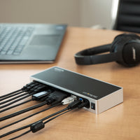 StarTech.com Dual Monitor USB 3.0 Docking Station - Notebook Dockingstation mit HDMI- und DVI/VGA Video - 6 Port USB 3.1 Gen 1 5Gbit/s Multimedia-Hub, GbE, Audio - USB-A - Windows und Mac