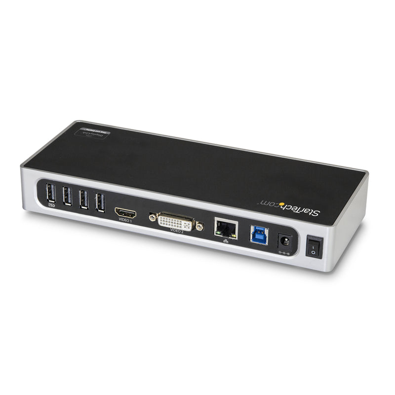 StarTech.com Dual Monitor USB 3.0 Docking Station - Notebook Dockingstation mit HDMI- und DVI/VGA Video - 6 Port USB 3.1 Gen 1 5Gbit/s Multimedia-Hub, GbE, Audio - USB-A - Windows und Mac