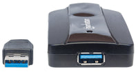 Manhattan 3-Port USB 3.2 Gen 1 Hub mit Card Reader, USB-A-Stecker auf 3 x USB-A Buchse, 5 Gbit/s Datenübertragungsrate; unterstützte Kartenformate MicroSD, SD und MMC, Stromversorgung über USB, schwarz
