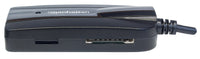 Manhattan 3-Port USB 3.2 Gen 1 Hub mit Card Reader, USB-A-Stecker auf 3 x USB-A Buchse, 5 Gbit/s Datenübertragungsrate; unterstützte Kartenformate MicroSD, SD und MMC, Stromversorgung über USB, schwarz