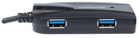 Manhattan 3-Port USB 3.2 Gen 1 Hub mit Card Reader, USB-A-Stecker auf 3 x USB-A Buchse, 5 Gbit/s Datenübertragungsrate; unterstützte Kartenformate MicroSD, SD und MMC, Stromversorgung über USB, schwarz