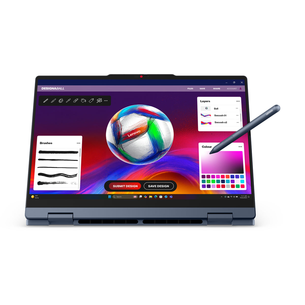 Lenovo IdeaPad 5 2-in-1 14AGP11 Copilot+ PC AMD Ryzen AI 7 445 Hybrid (2-in-1) 35.6 cm (14") Touchscreen WUXGA 16 GB DDR5-SDRAM 1 TB SSD Wi-Fi 6 (802.11ax) Windows 11 Home Switzerland Blue