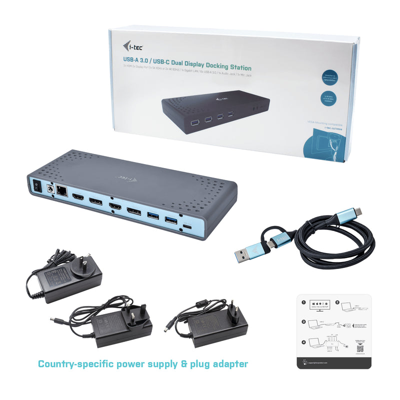 i-tec USB 3.0 / USB-C / Thunderbolt 3 Dual Display Docking Station
