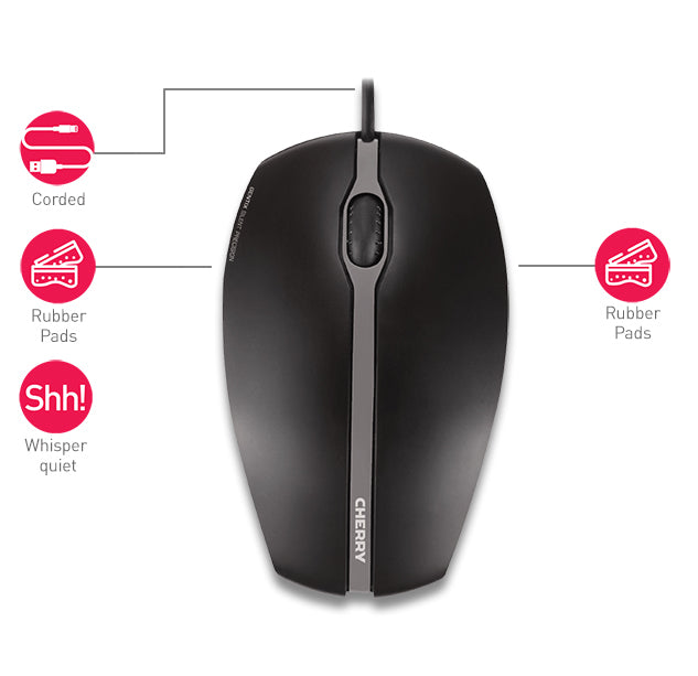 CHERRY GENTIX SILENT Kabelgebundene Maus, Schwarz, USB
