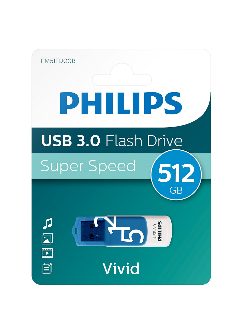 Philips FM51FD001B/00 USB-Stick 51 GB USB Typ-A 3.2 Gen 1 (3.1 Gen 1) Blau, Weiß