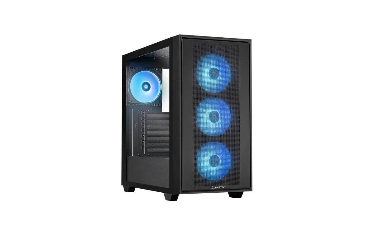 Chieftec Hunter 3 ATX Mid Tower Black with Tempered Glass Side Panel and USB 3.2 Gen 2 Type-C, USB 3.2 Gen 1 Type-A