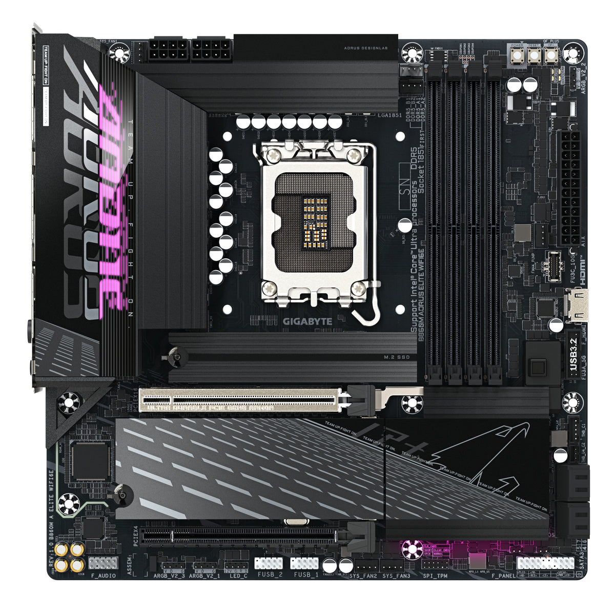 GIGABYTE B860M AORUS ELITE WIFI6E Mainboard - Intel Core Ultra CPUs, 12+1+2+1 Phasen VRM, bis zu 9200MHz DDR5, 1xPCIe 5.0 + 2xPCIe 4.0 M.2, 2,5 GbE LAN, WIFI 6E, Thunderbolt
