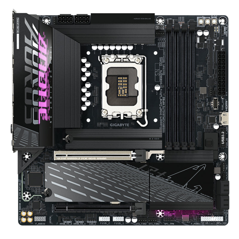 GIGABYTE B860M AORUS ELITE WIFI6E Mainboard - Intel Core Ultra CPUs, 12+1+2+1 Phasen VRM, bis zu 9200MHz DDR5, 1xPCIe 5.0 + 2xPCIe 4.0 M.2, 2,5 GbE LAN, WIFI 6E, Thunderbolt