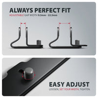 Axagon STND-VB Aluminiumständer für die vertikale Platzierung von Laptops mit einer Größe von 10"–17.3". Einstellbare Schlitzbreite 9.5–25.5 mm. Schwarze Version.