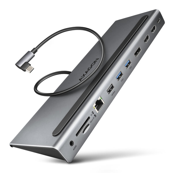 Axagon HMC-4KX3 Hub USB 5 Gbit/s, 3x USB-A, 2x HDMI, DP, RJ-45, SD/microSD, audio, PD 100W