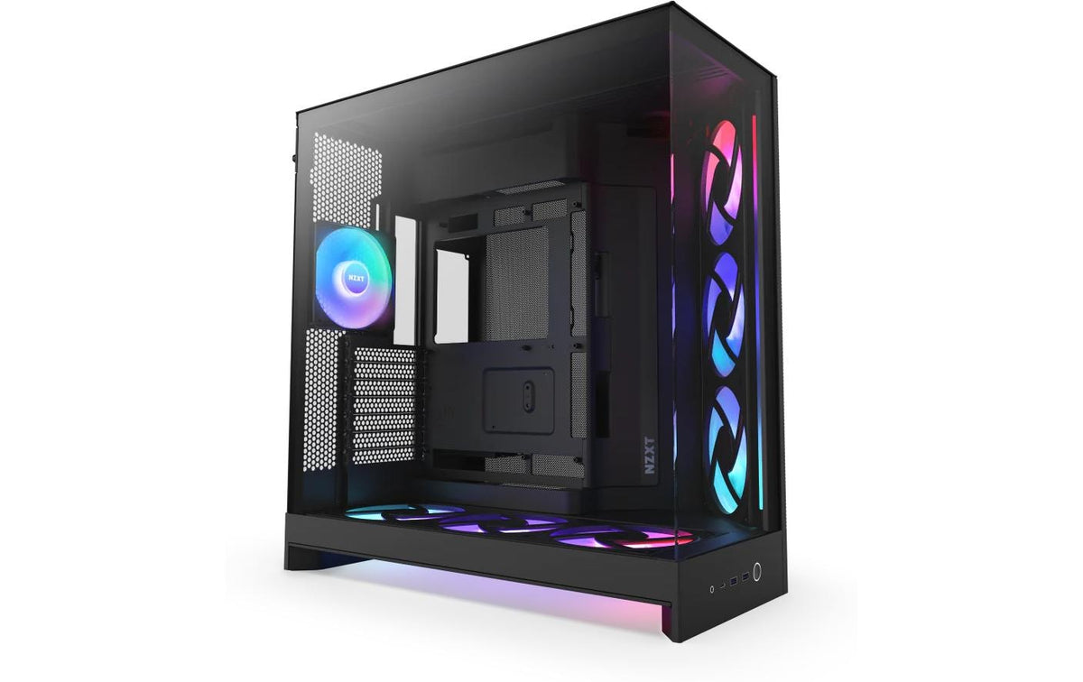 NZXT H9 Flow RGB+ (2025) ATX Mid Tower Black with Tinted Tempered Glass Side Panel and USB 3.2 Gen 2x2 Type-C, USB 3.2 Gen 1 Type-A