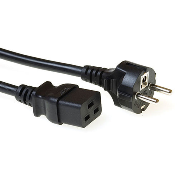 ACT Stromkabel Netzstecker CEE 7/7 Stecker (gerade) - C19 schwarz 2 m