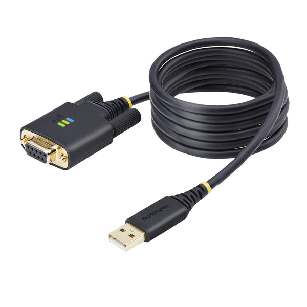 StarTech.com 2m USB Nullmodem Seriell Adapterkabel, USB-A auf RS232 DB9, FTDI, COM Retention, LED, wechselbare DB9 Schrauben und Muttern, ESD-Schutz, Windows, macOS und Linux