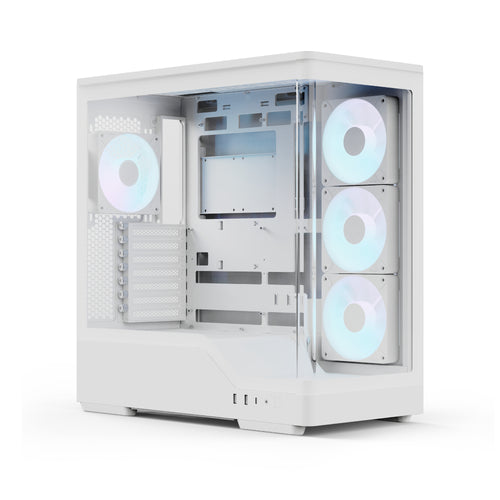 Aerocool P500A PC-Gehäuse, Midi-Tower, ATX, Tempered Glass, RGB - weiß