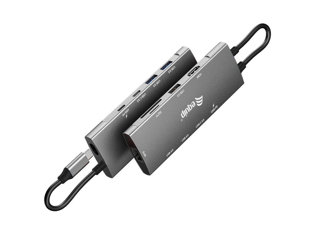 Equip USB-C 9-in-1-Multifunktionsadapter, HDMI 4K/60Hz, Gigabit LAN, USB 3.2 GEN1, SD/TF, 100W USB PD