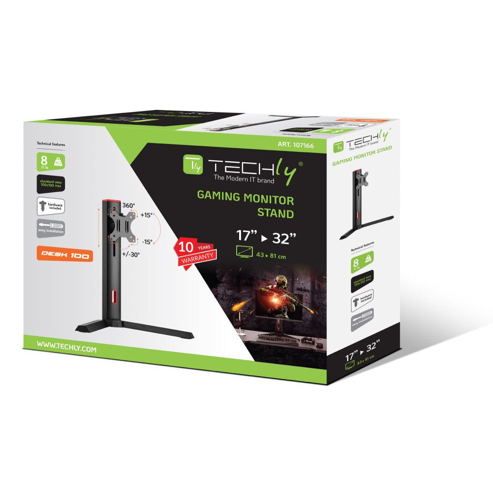 Techly ICA-LCD G32 Flachbildschirm-Tischhalterung 81,3 cm (32") Tisch/Bank Schwarz, Rot