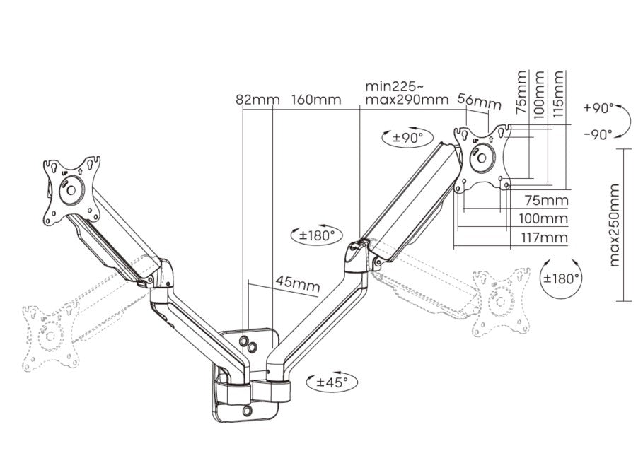 Equip 17"-32" Dual Monitor Wandhalterung