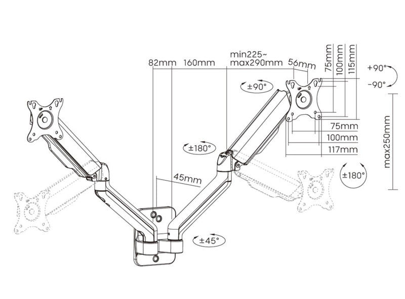 Equip 17"-32" Dual Monitor Wandhalterung