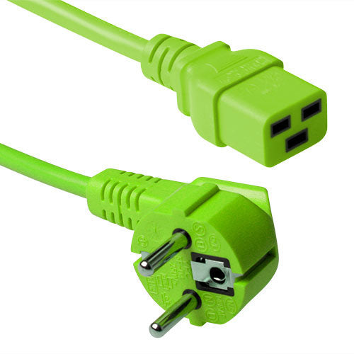 ACT Stromkabel Netzstecker CEE 7/7 Stecker (abgewinkelt) - C19 grün 3 m