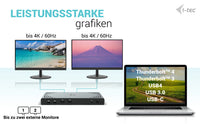 i-tec USB 3.0 / USB-C / Thunderbolt 3 Dual Display Docking Station Gen2 + Power Delivery 100W