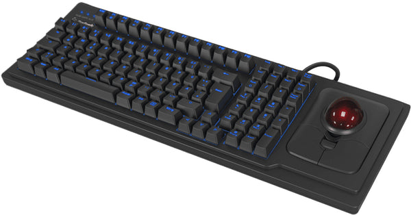 KeySonic KSK-8202ELU-T (DE), mechanische Full-Size Tastatur mit großem Trackball, QWERTZ DE Layout, Hintergrundbeleuchtung, USB, schwarz