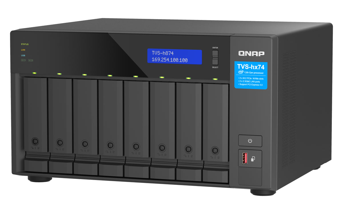 QNAP TVS-h874 NAS Tower Intel® Core™ i7 32 GB DDR4 0 TB QuTS hero Schwarz