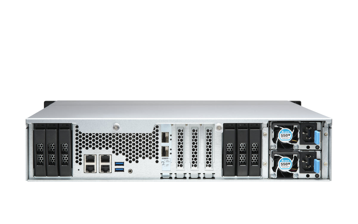 QNAP TS-H1886XU-RP-R2 NAS Rack (3U) Intel® Xeon® D D-1622 32 GB DDR4 0 TB QuTS hero Schwarz, Grau