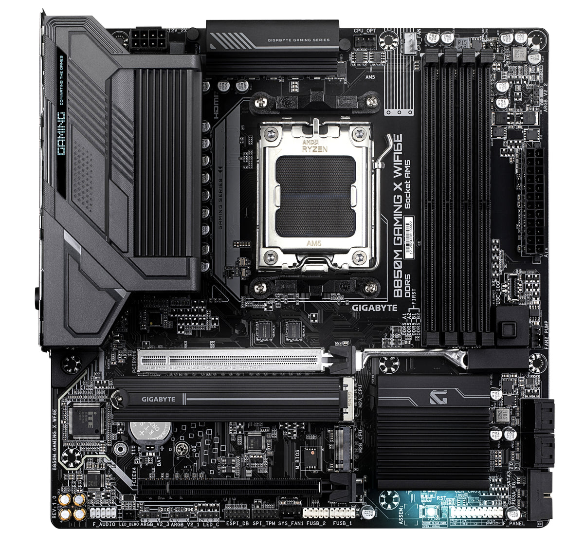 GIGABYTE B850M GAMING X WIFI6E Motherboard - AMD Ryzen 9000 Serien CPUs, 10+2+2 Phasen Digital VRM, bis zu 8200MHz DDR5 (OC), 1xPCIe 5.0 + 1xPCIe 4.0 M.2, 2.5LAN, WIFI 6E, USB 3.2 Gen 2.