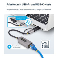 StarTech.com 2.5GbE USB C Ethernet Adapter mit USB-A Adapter, USB-C LAN-RJ45 Netzwerkadapter, USB 3.1 Typ-C 2.5Gb NIC, Thunderbolt & USB4 Kompatibel, Windows & Mac