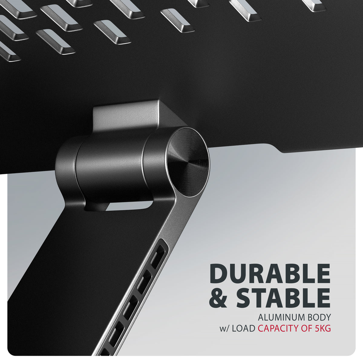 Axagon STND-LRB Aluminiumständer mit 360°-Drehung für Laptops 10"–17.3". Verstellbare Höhe und Winkel. Schwarze Version.