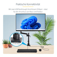 StarTech.com Schreibtisch-Monitorarm mit 2x USB 3.0-Anschlüssen - Monitorhalterung mit Kabelmanagement für bis zu 34 "VESA-Display - Ergonomischer Gelenkarm - Schreibtischklemme/Tülle